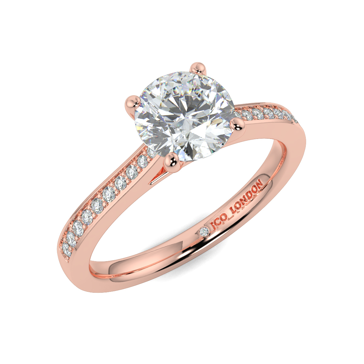 Round Shoulder Diamond  Engagement Rings