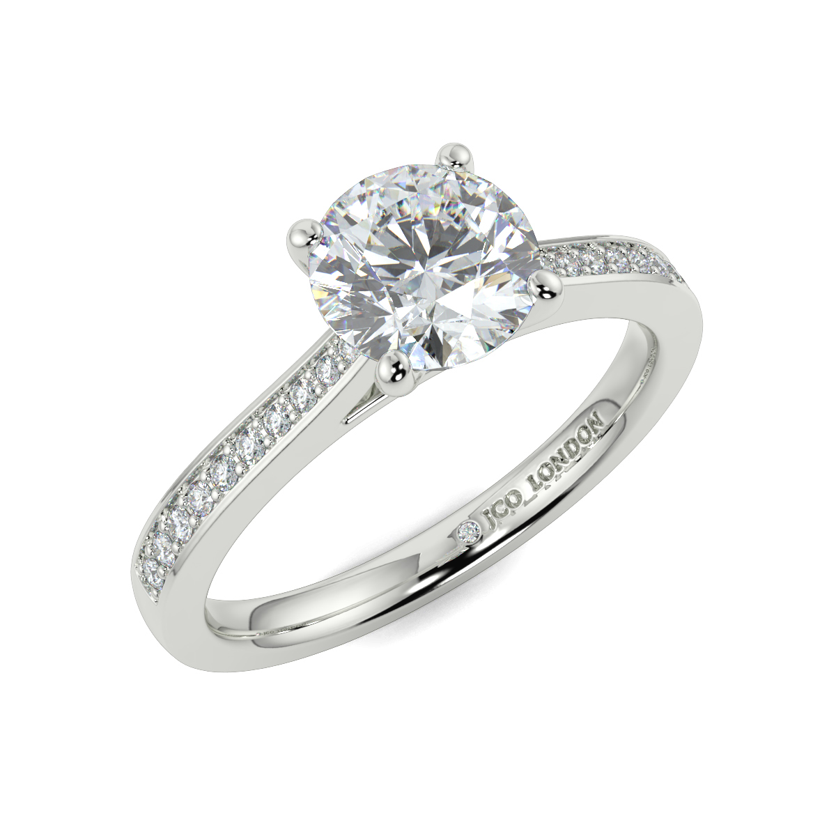 Round Shoulder Diamond  Engagement Rings