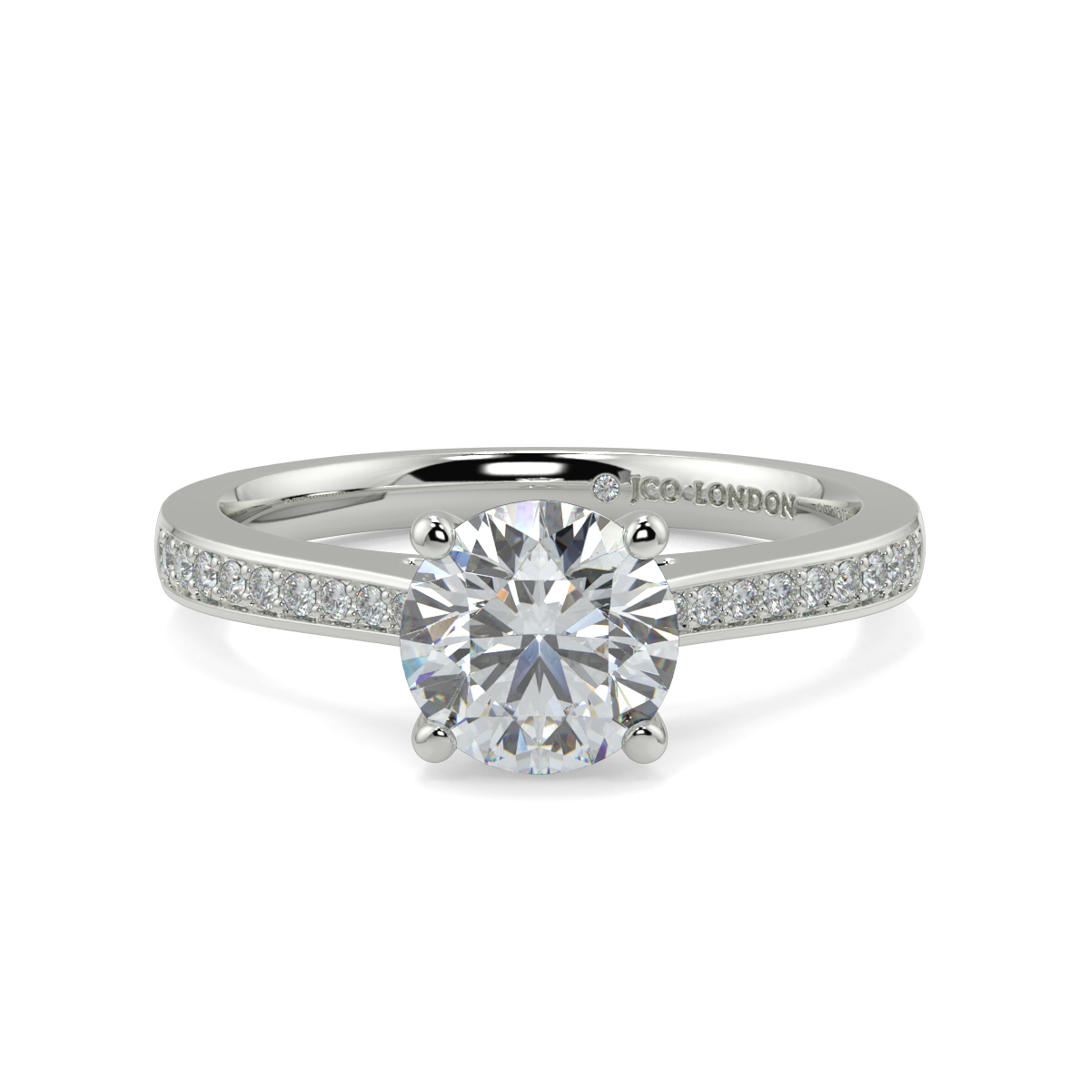 Round Shoulder Diamond  Engagement Rings
