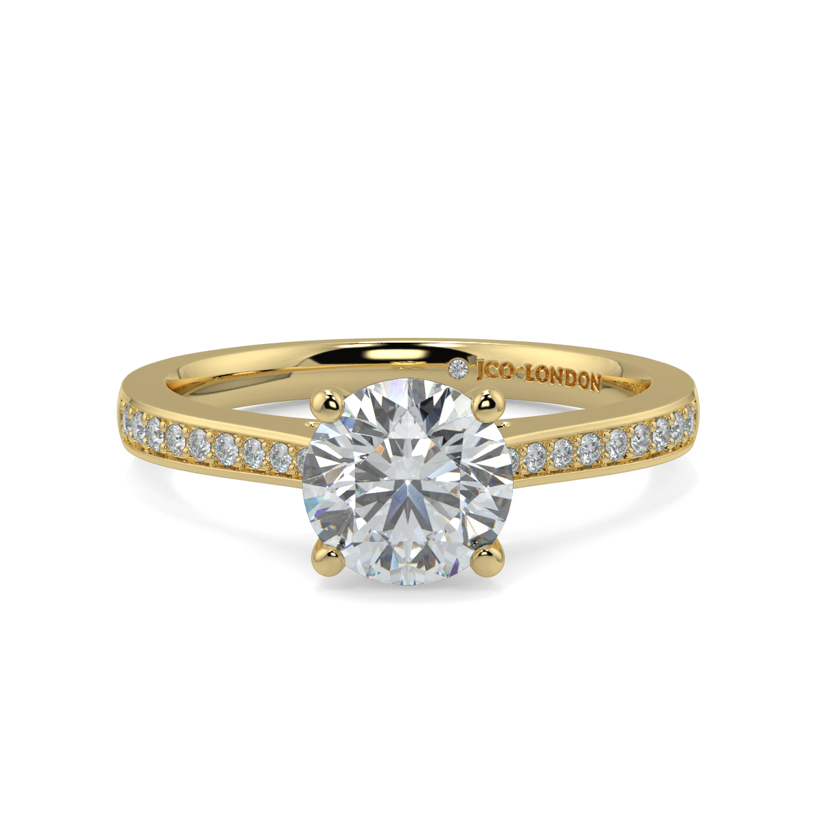 Round Shoulder Diamond  Engagement Rings