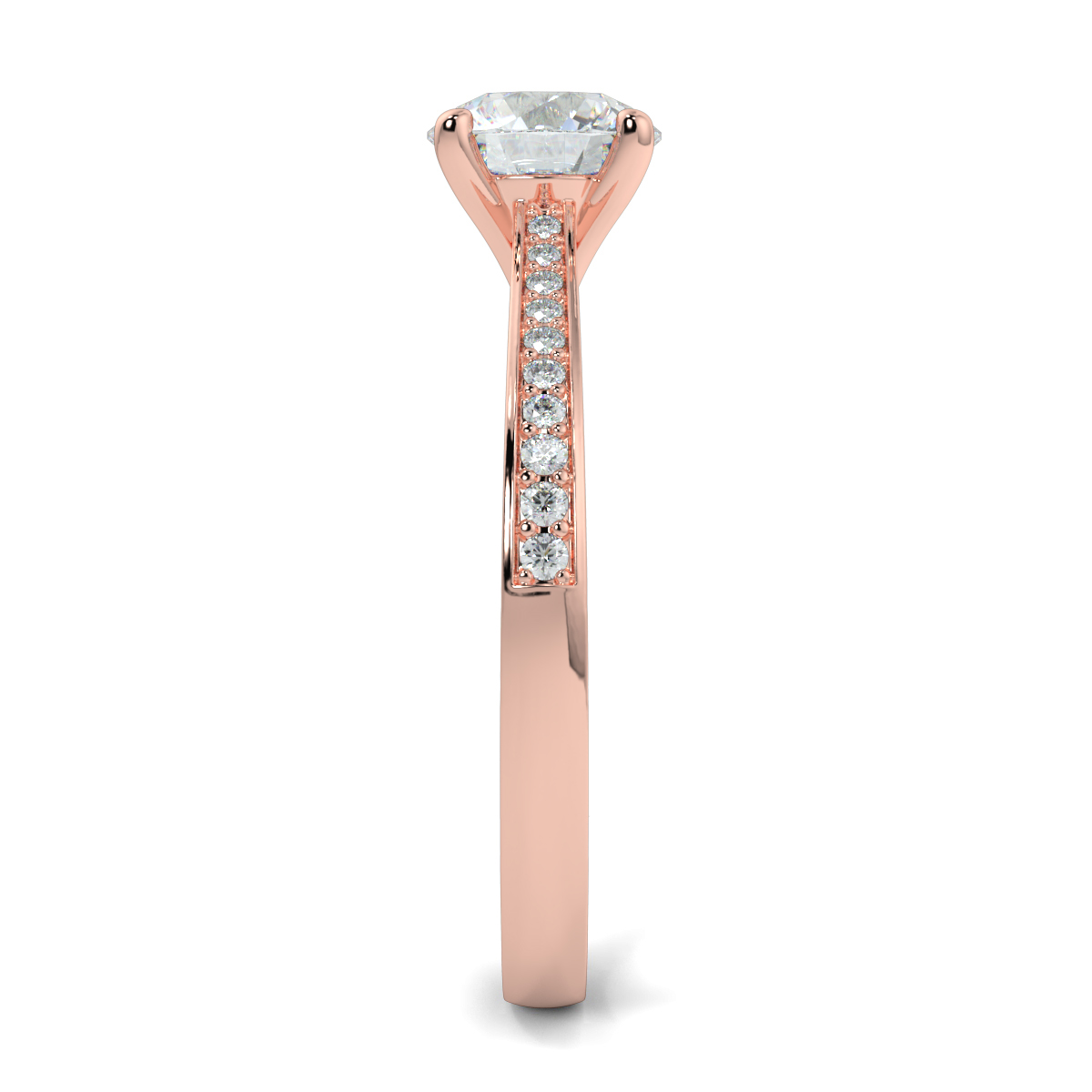 Round Shoulder Diamond  Engagement Rings