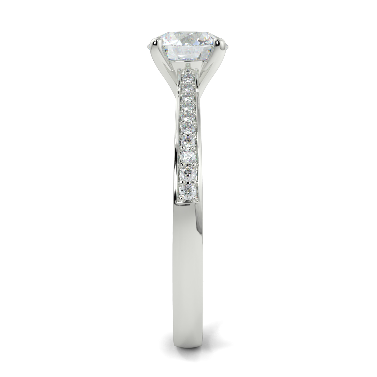Round Shoulder Diamond  Engagement Rings