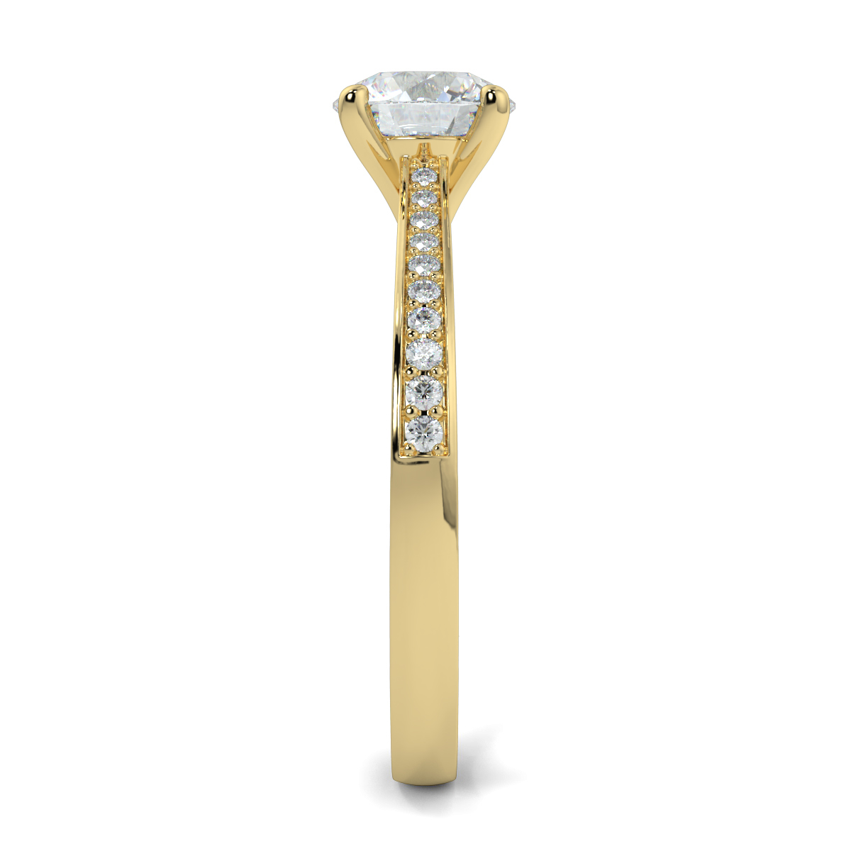 Round Shoulder Diamond  Engagement Rings