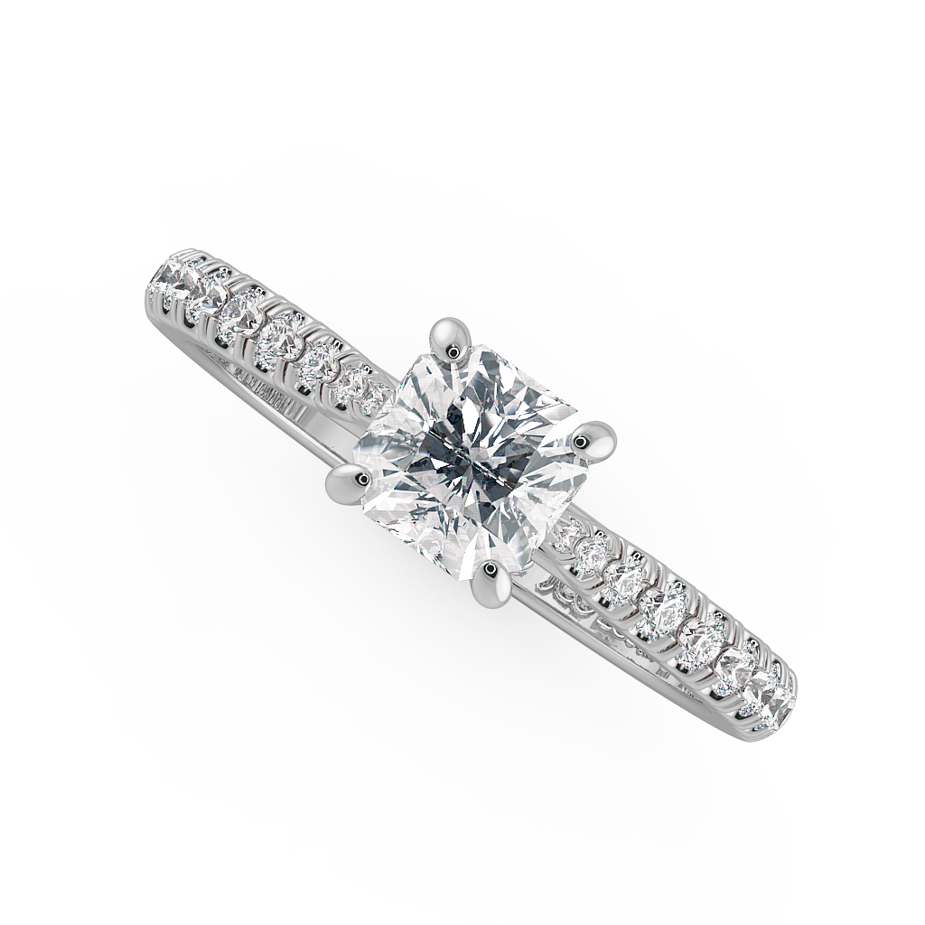 Asscher Shoulder Diamond  Engagement Rings
