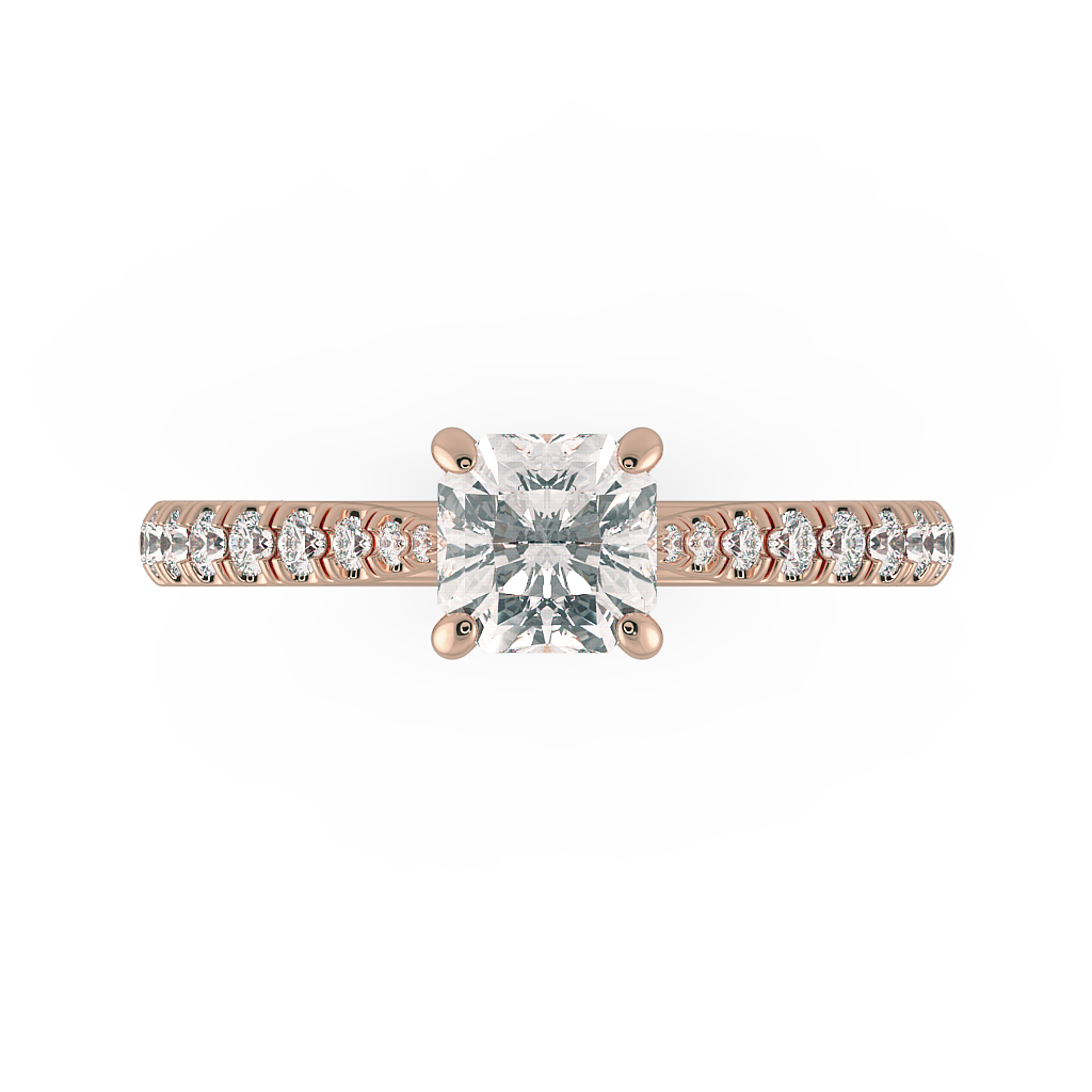 Asscher Shoulder Diamond  Engagement Rings