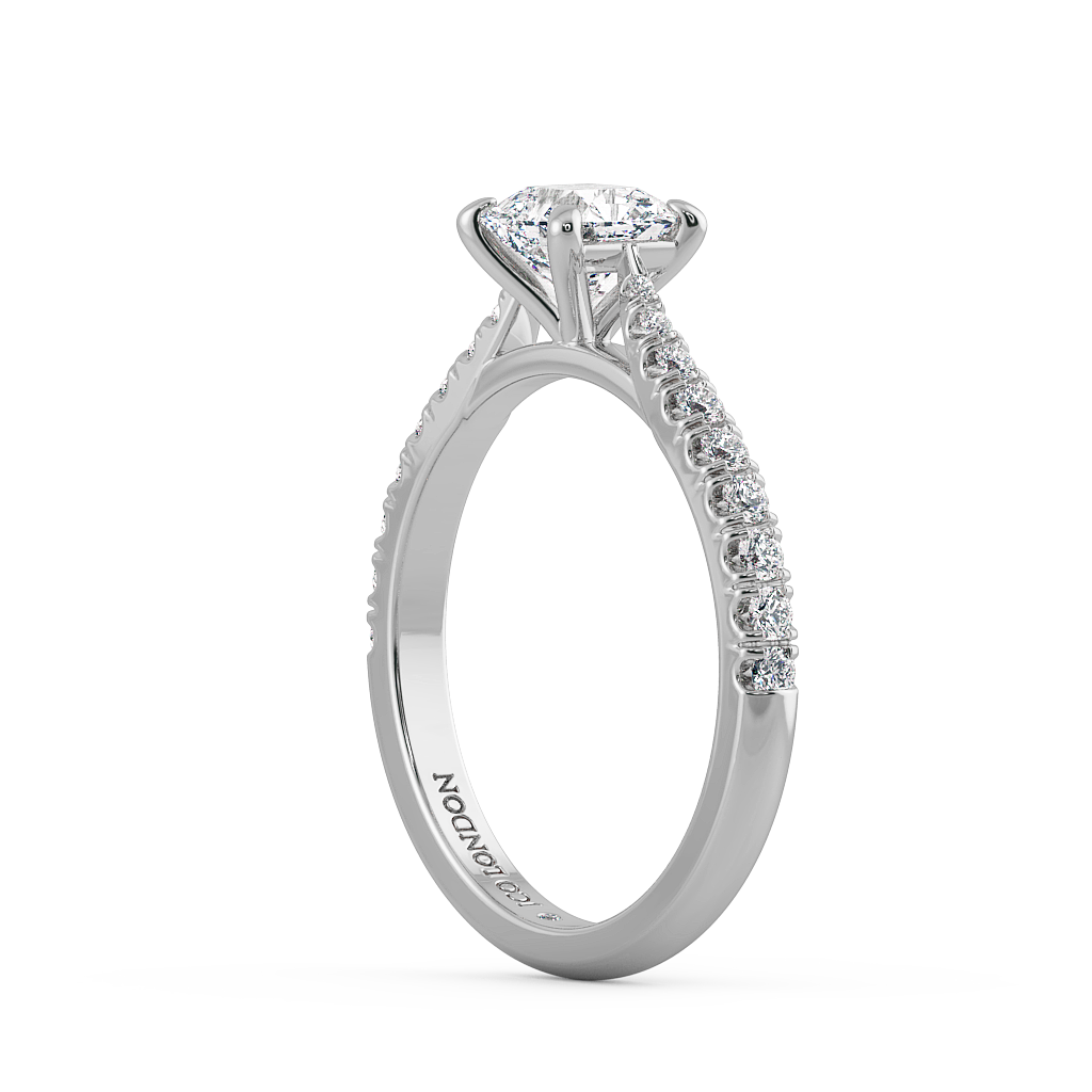 Asscher Shoulder Diamond  Engagement Rings