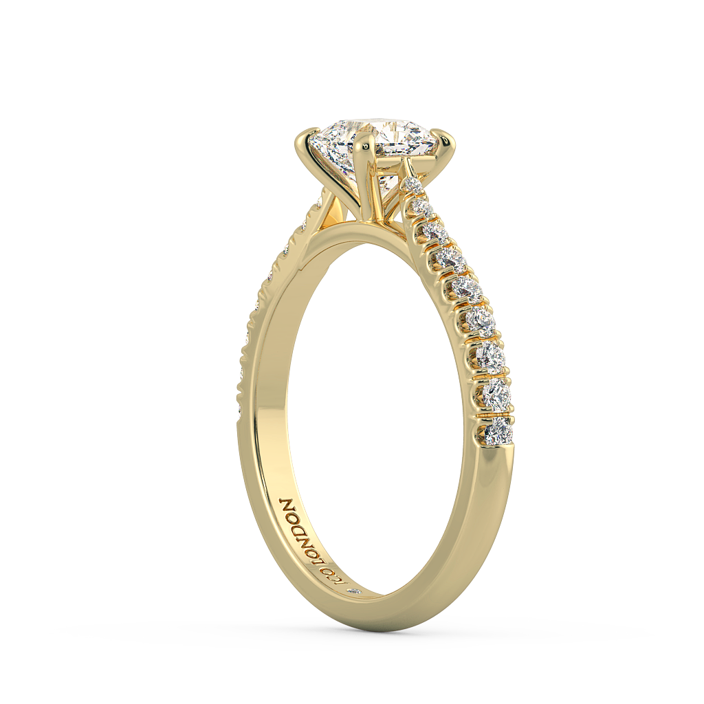 Asscher Shoulder Diamond  Engagement Rings