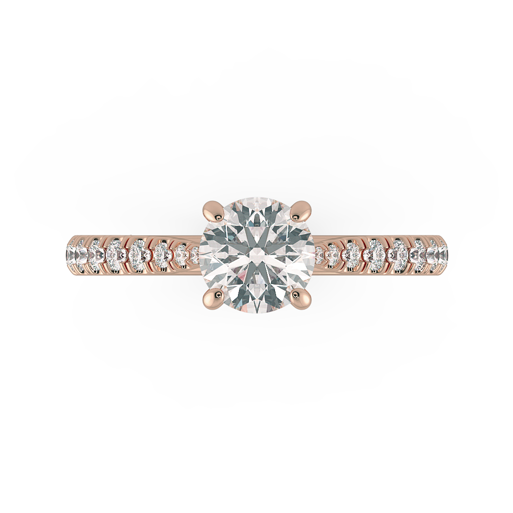 Round Shoulder Diamond  Engagement Rings