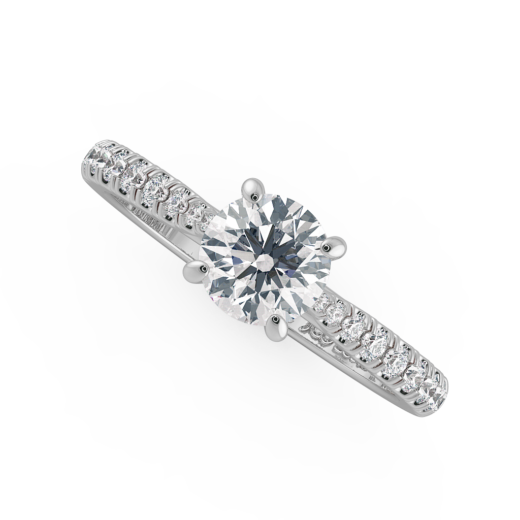 Round Shoulder Diamond  Engagement Rings
