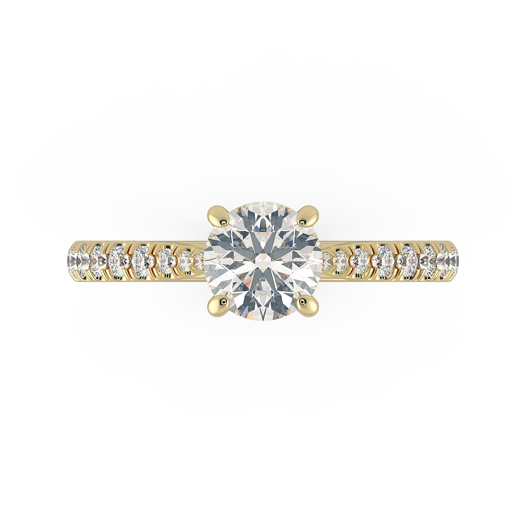 Round Shoulder Diamond  Engagement Rings