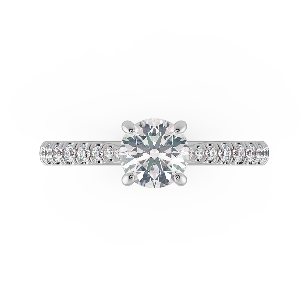 Round Shoulder Diamond  Engagement Rings