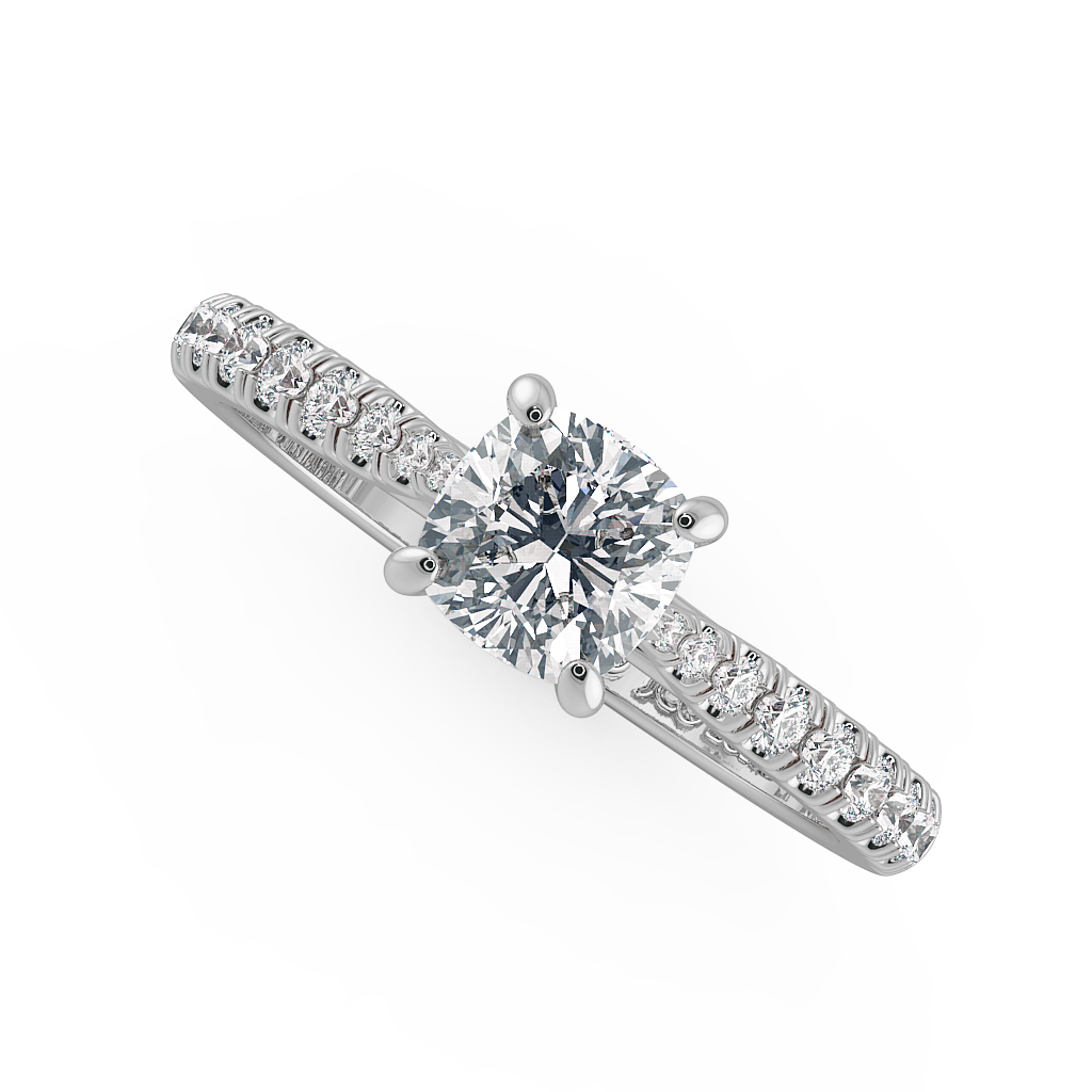 Cushion Shoulder Diamond  Engagement Rings