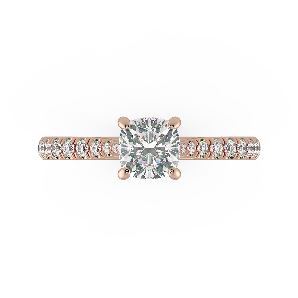 Cushion Shoulder Diamond  Engagement Rings