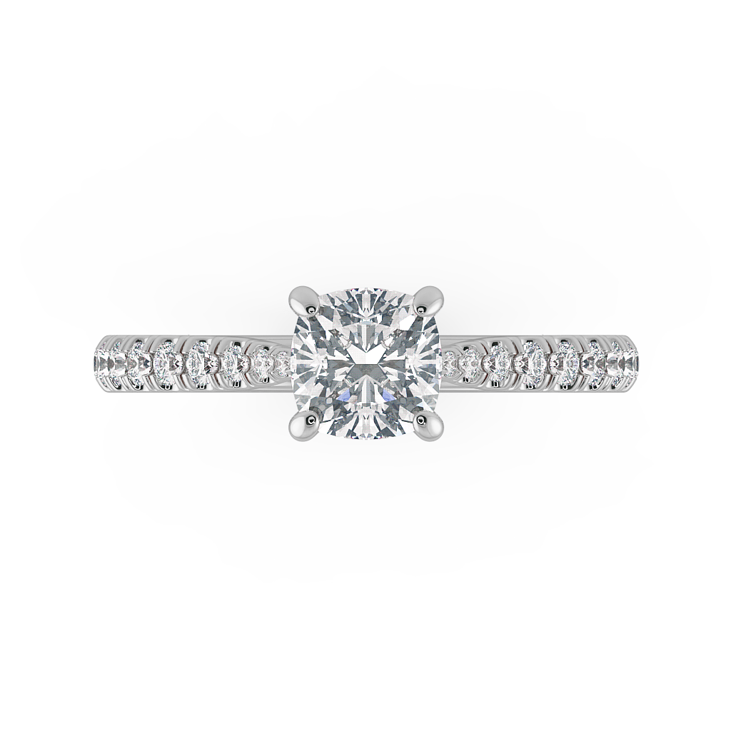 Cushion Shoulder Diamond  Engagement Rings