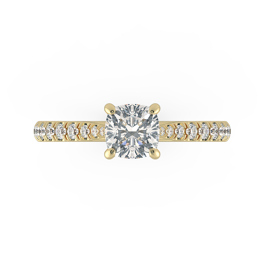 Cushion Shoulder Diamond  Engagement Rings