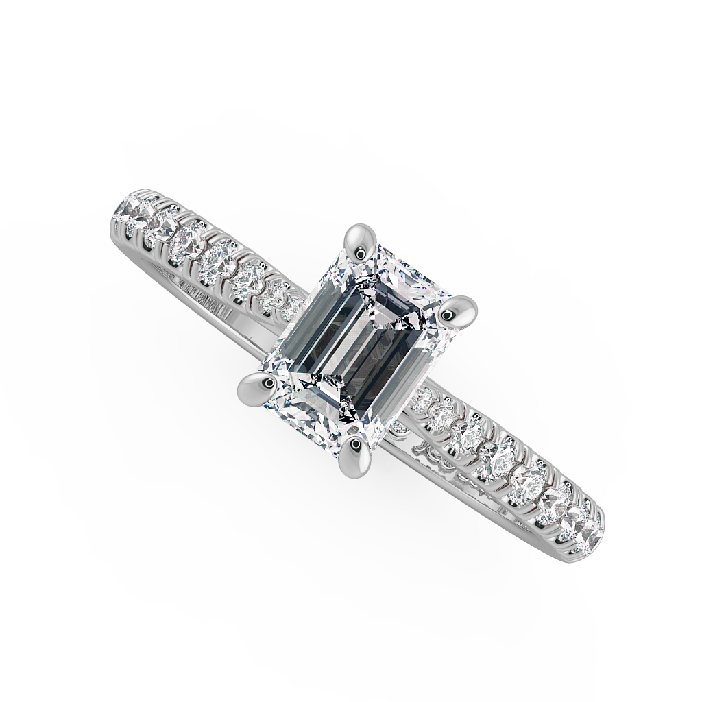 Emerald Shoulder Diamond  Engagement Rings