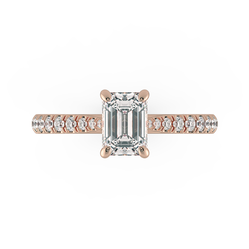 Emerald Shoulder Diamond  Engagement Rings