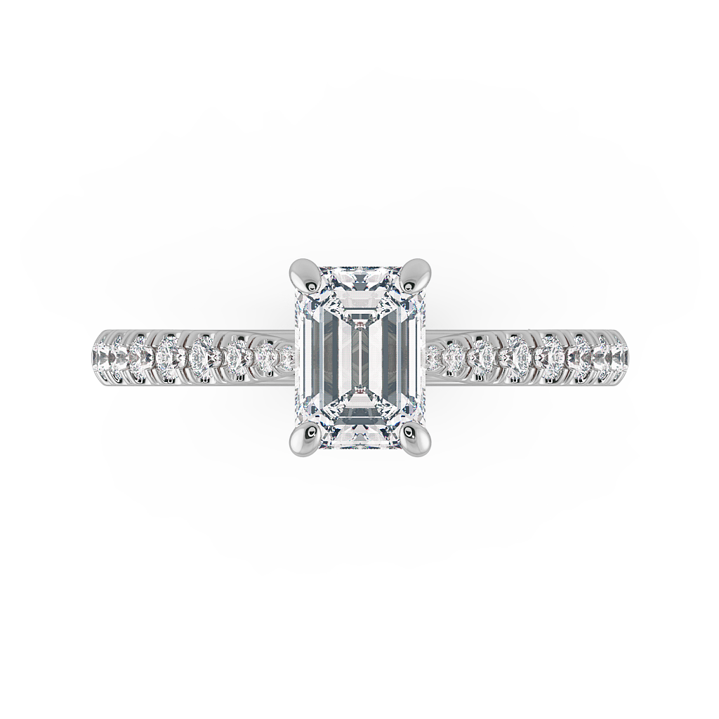 Emerald Shoulder Diamond  Engagement Rings