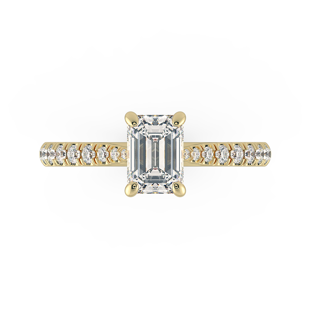 Emerald Shoulder Diamond  Engagement Rings