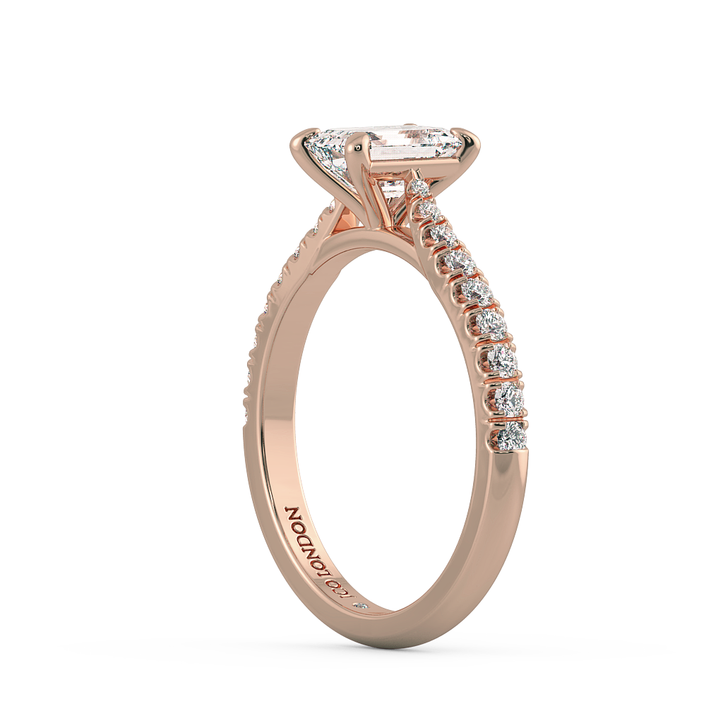 Emerald Shoulder Diamond  Engagement Rings