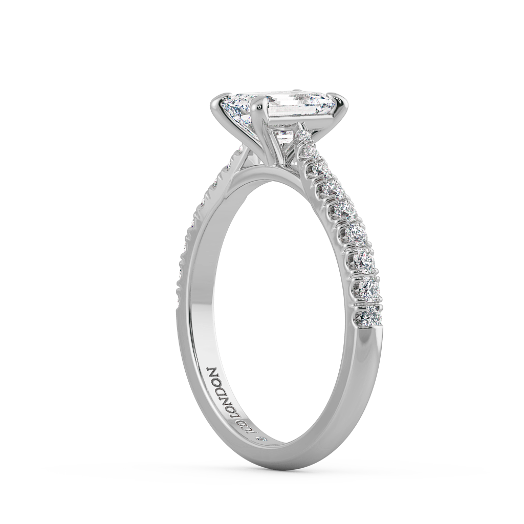 Emerald Shoulder Diamond  Engagement Rings