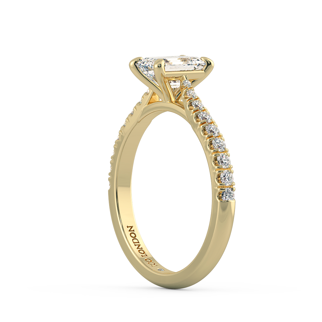 Emerald Shoulder Diamond  Engagement Rings