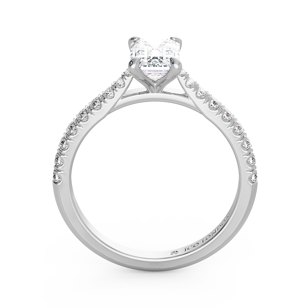 Emerald Shoulder Diamond  Engagement Rings