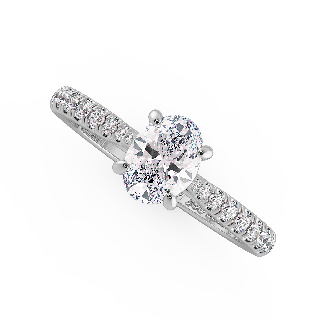 Oval Shoulder Diamond  Engagement Rings