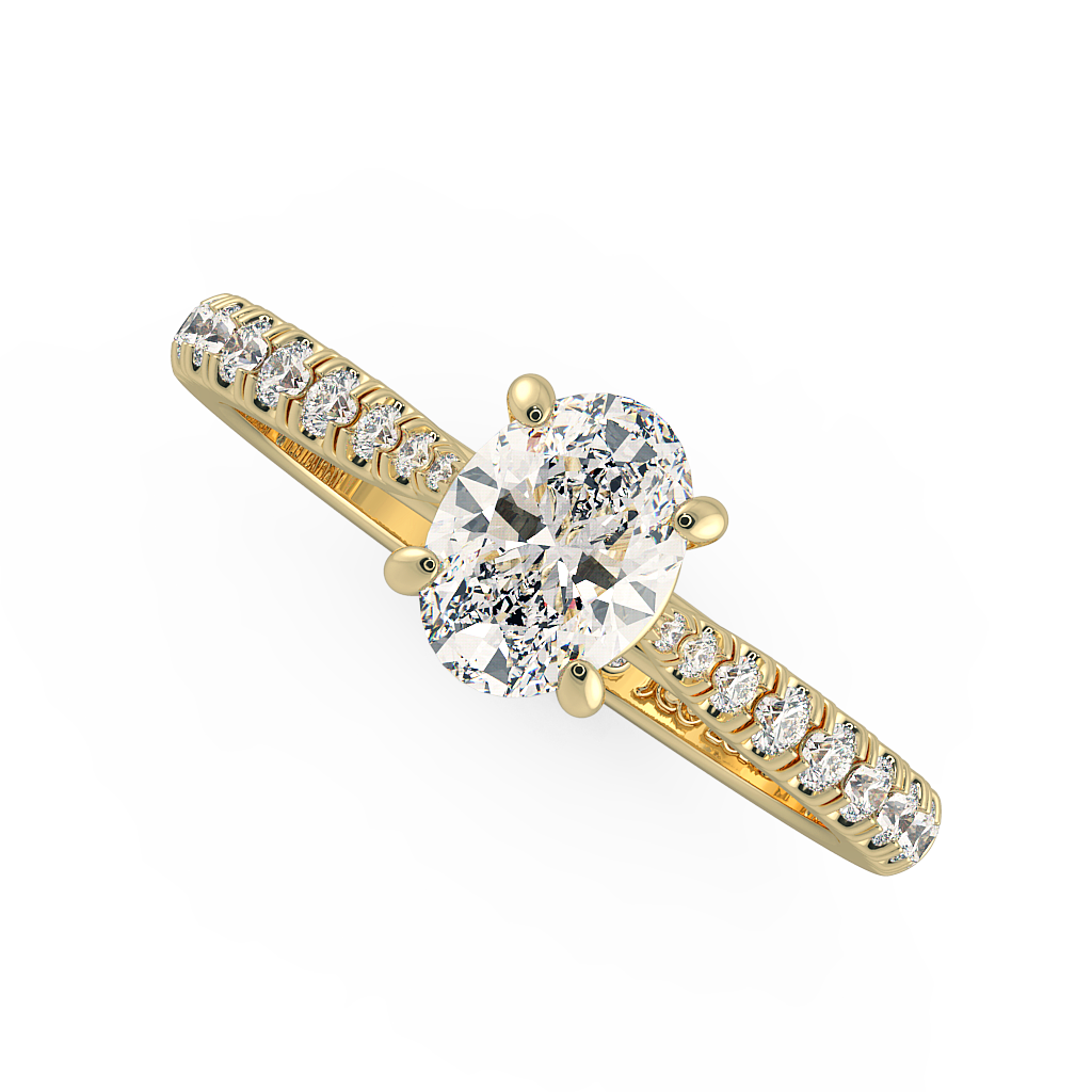 Oval Shoulder Diamond  Engagement Rings