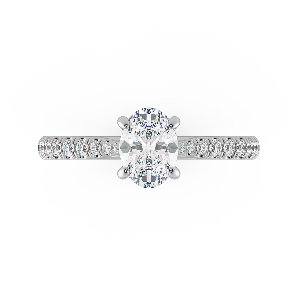 Oval Shoulder Diamond  Engagement Rings