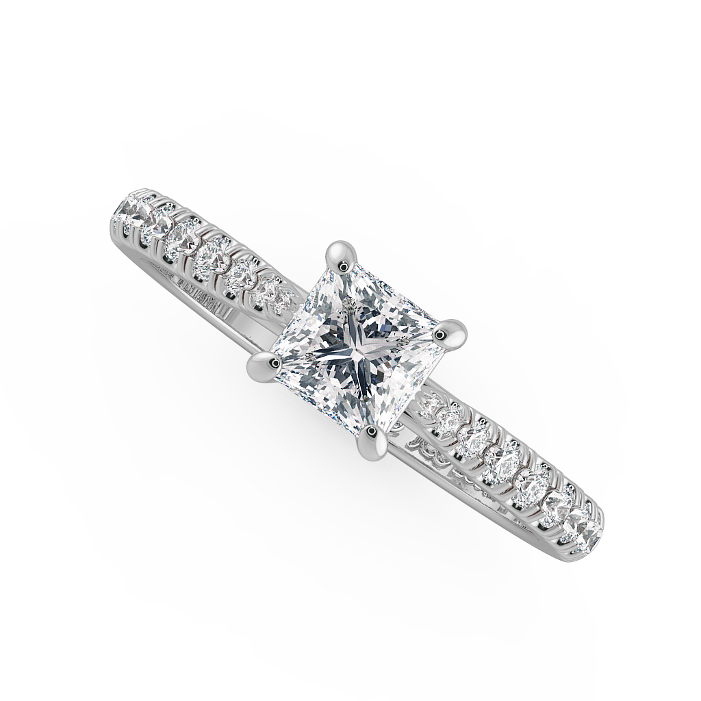 Princess Shoulder Diamond  Engagement Rings
