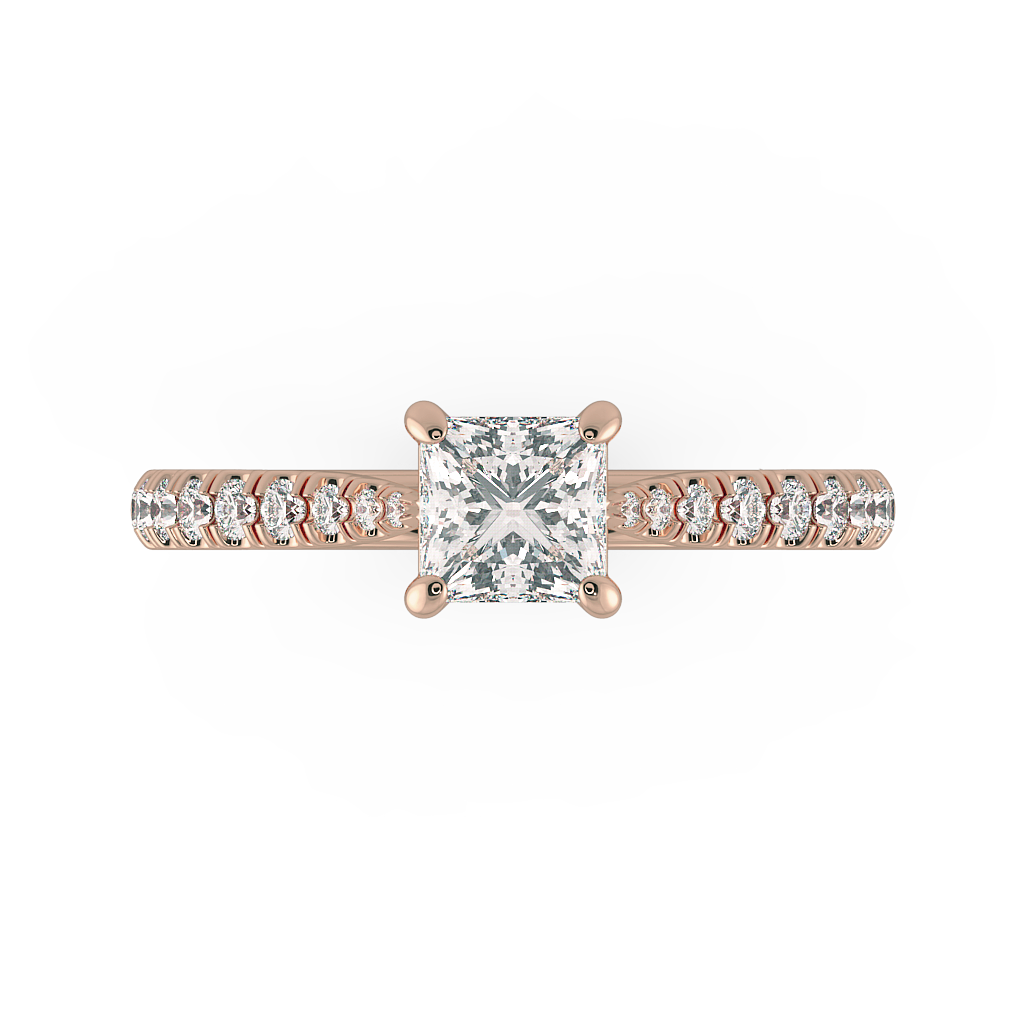 Princess Shoulder Diamond  Engagement Rings