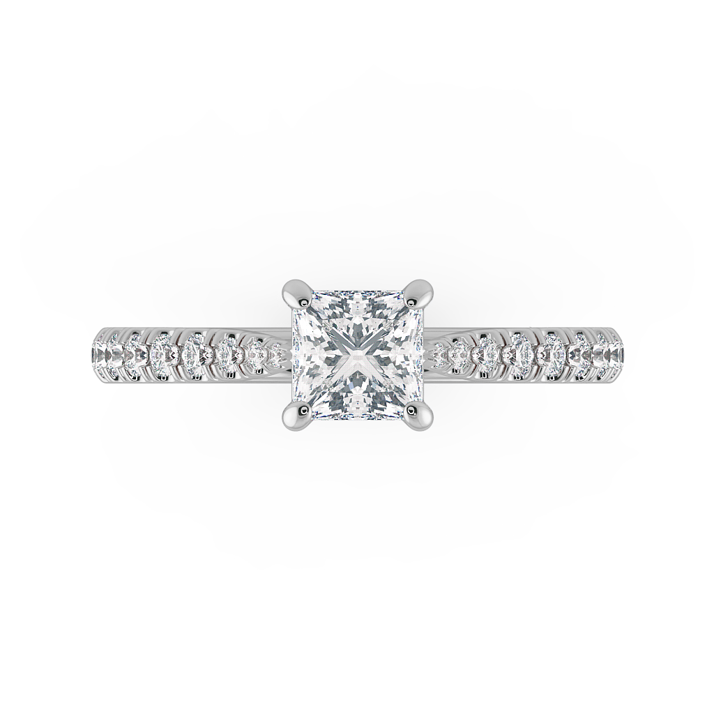 Princess Shoulder Diamond  Engagement Rings