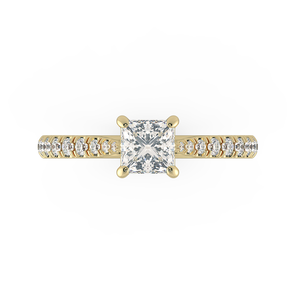 Princess Shoulder Diamond  Engagement Rings