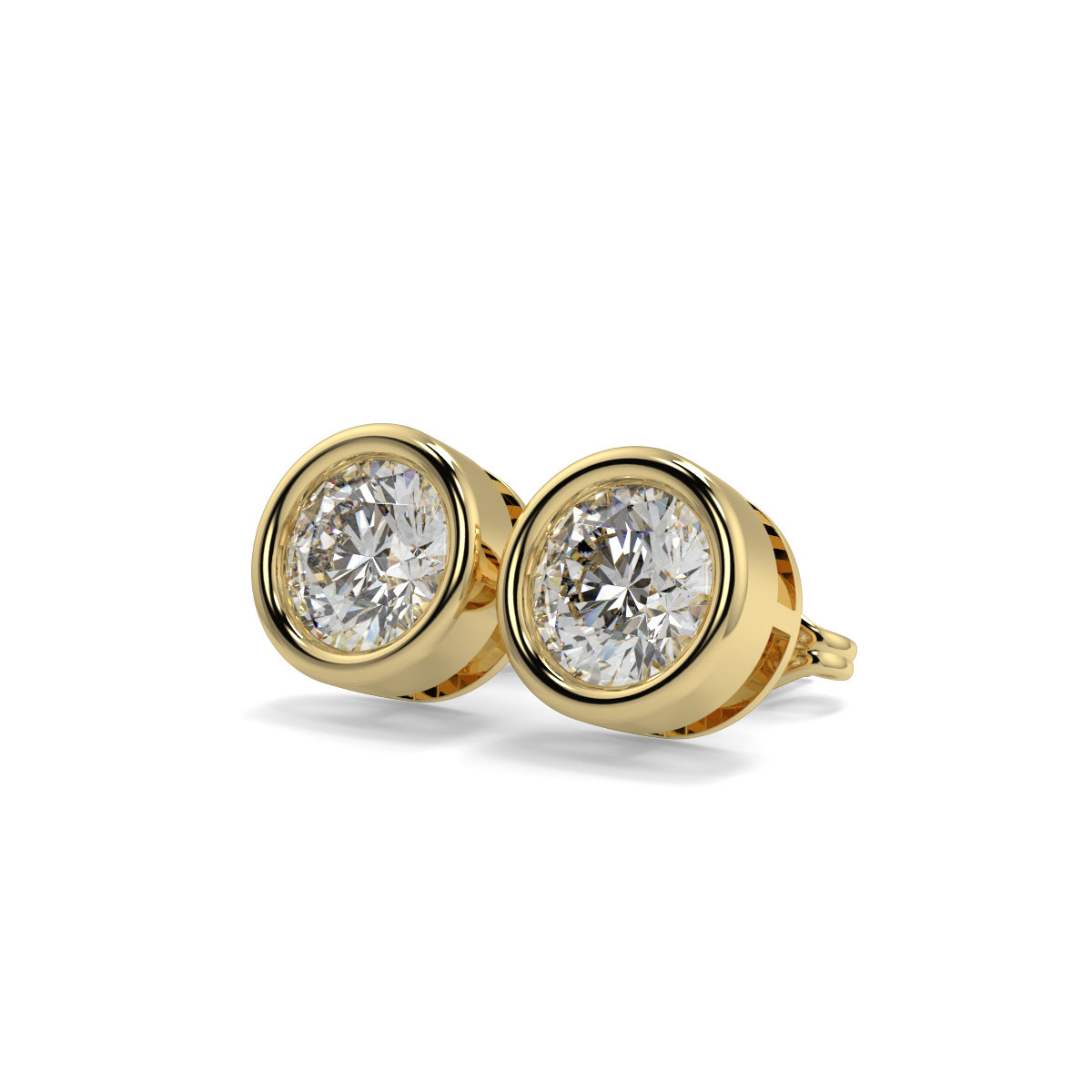 1.6 carat Lab Grown Gold Solitaire Diamond Earrings in 18K Yellow Gold