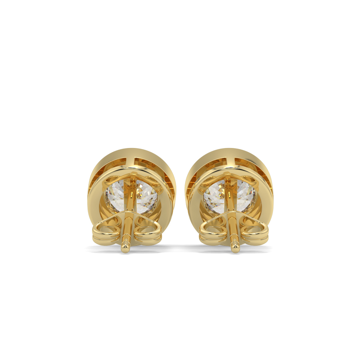 1.6 carat Lab Grown Gold Solitaire Diamond Earrings in 18K Yellow Gold