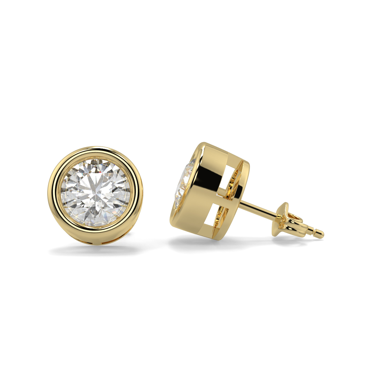 1.6 carat Lab Grown Gold Solitaire Diamond Earrings in 18K Yellow Gold