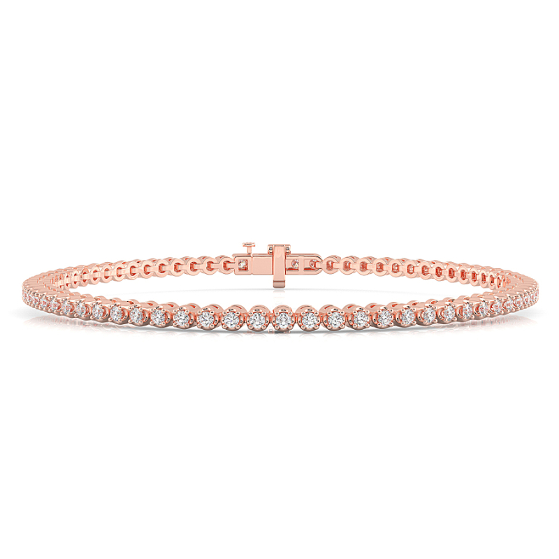 1 CT Lab Grown Daisy Diamond Tennis Bracelet Micro Set In 18K Rose Gold