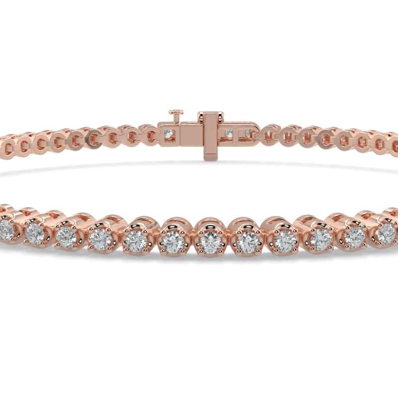 1 CT Lab Grown Daisy Diamond Tennis Bracelet Micro Set In 18K Rose Gold