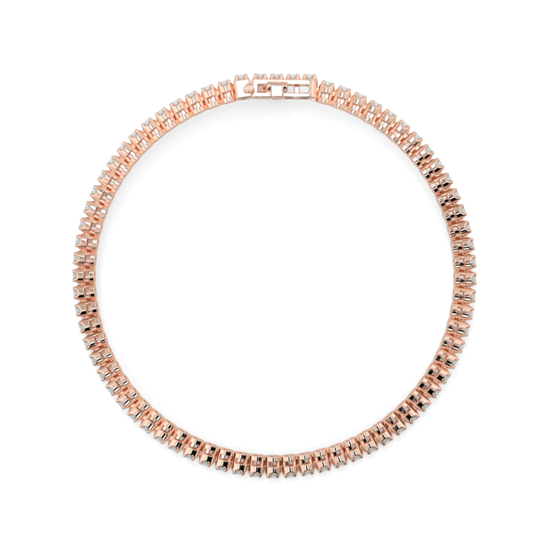 1 CT Lab Grown Daisy Diamond Tennis Bracelet Micro Set In 18K Rose Gold