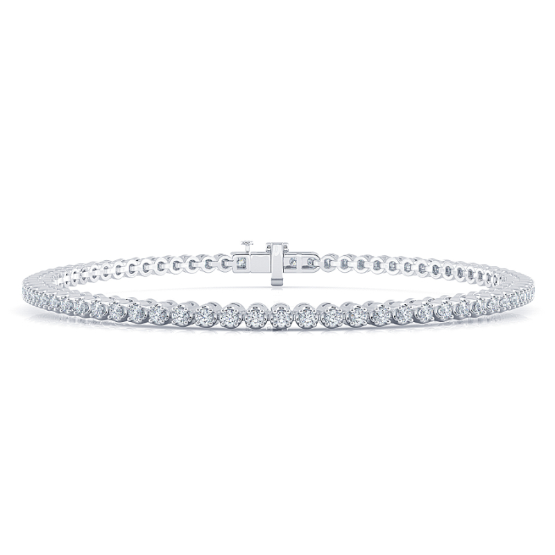 1 CT Lab Grown Daisy Diamond Tennis Bracelet Micro Set In Platinum