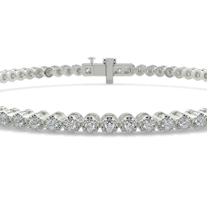 1 CT Lab Grown Daisy Diamond Tennis Bracelet Micro Set In Platinum