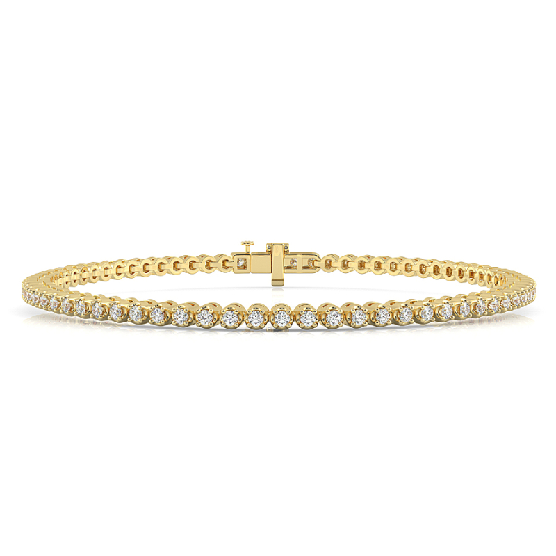 1 CT Lab Grown Daisy Diamond Tennis Bracelet Micro Set In 9K Yellow Gold
