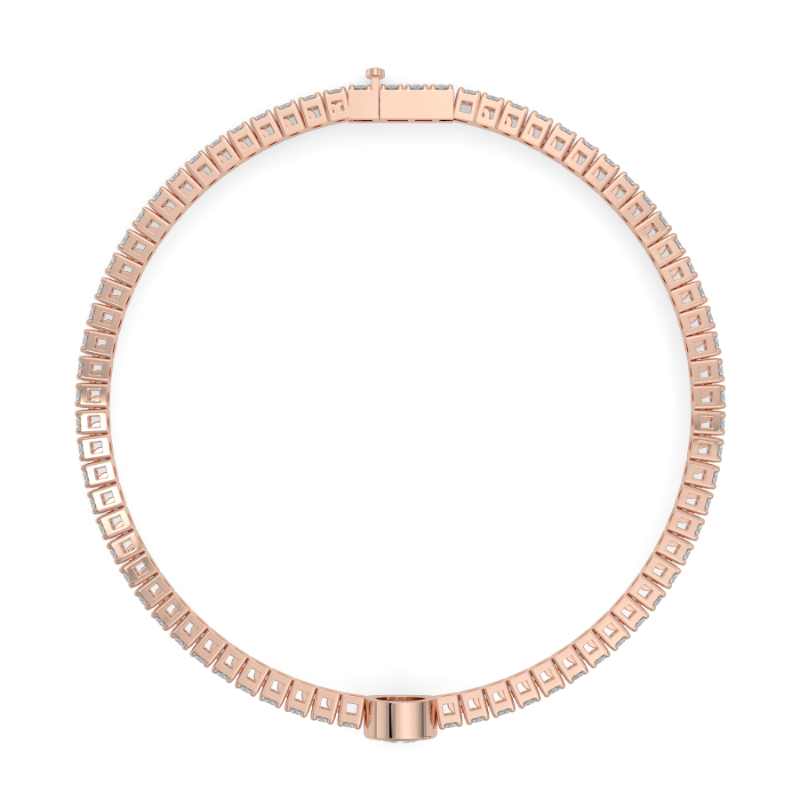 0.3 carat Lab Grown Single Round Tennis Bracelet Bezel Set/Claw In 18K Rose Gold
