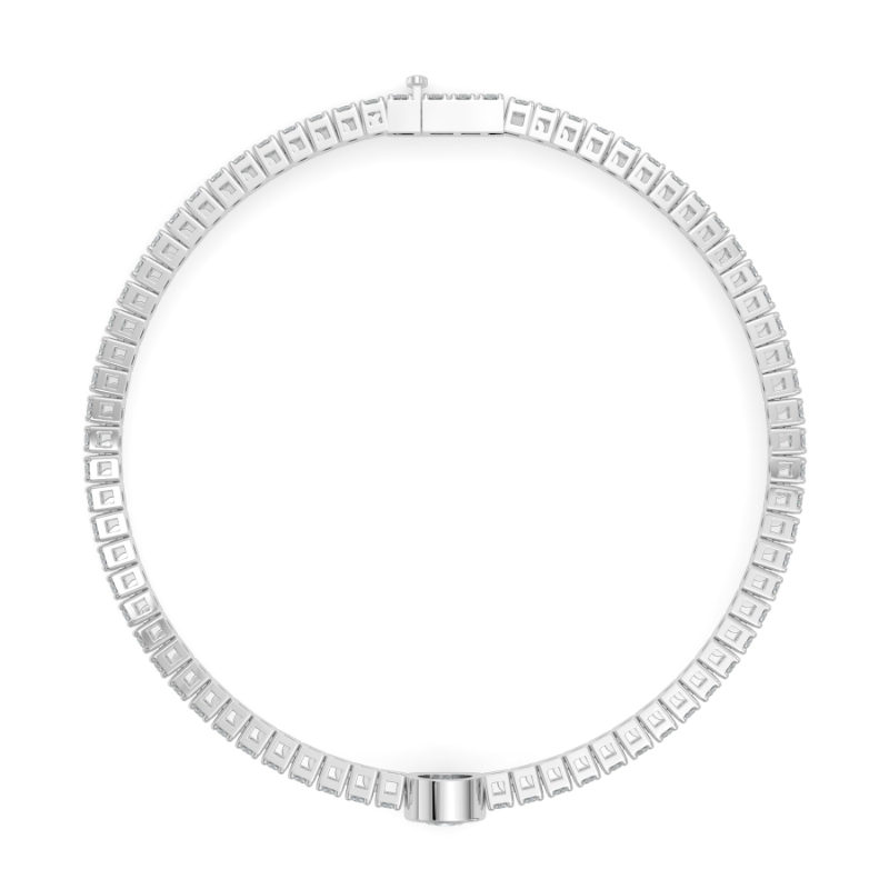 0.3 carat Lab Grown Single Round Tennis Bracelet Bezel Set/Claw In 9K White Gold