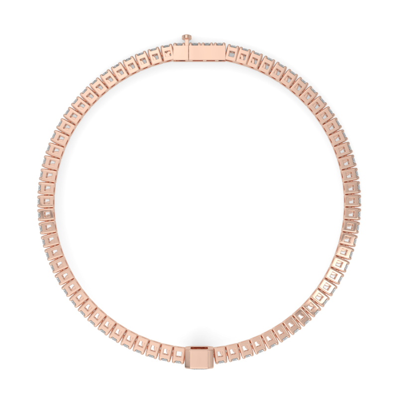 0.3 carat Lab Grown Single Emerald, Tennis Bracelets Bezel Set/Claw In 18K Rose Gold