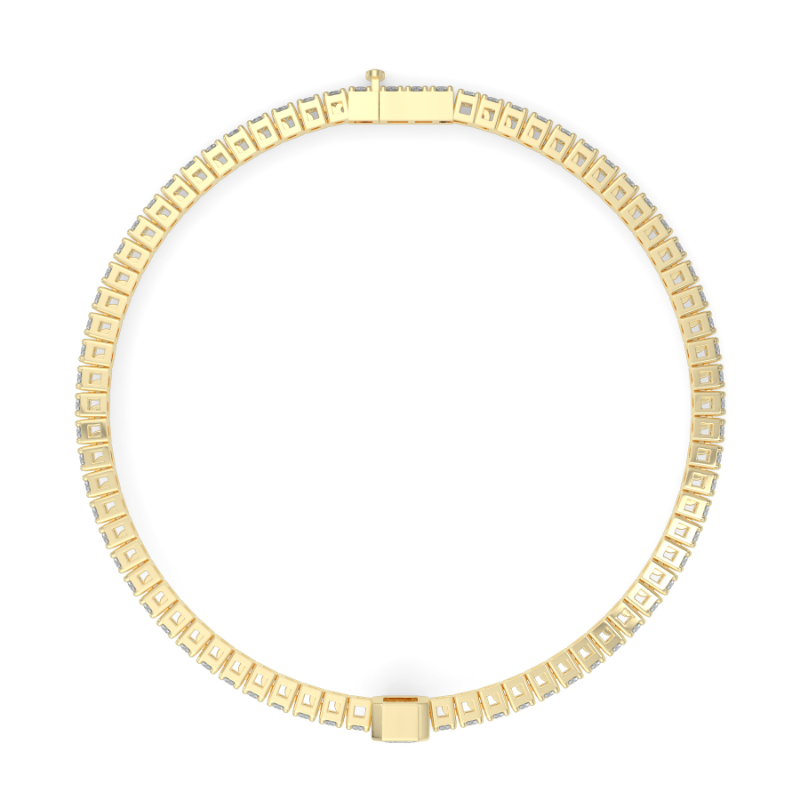 0.3 carat Lab Grown Single Emerald, Tennis Bracelets Bezel Set/Claw In 18K Yellow Gold