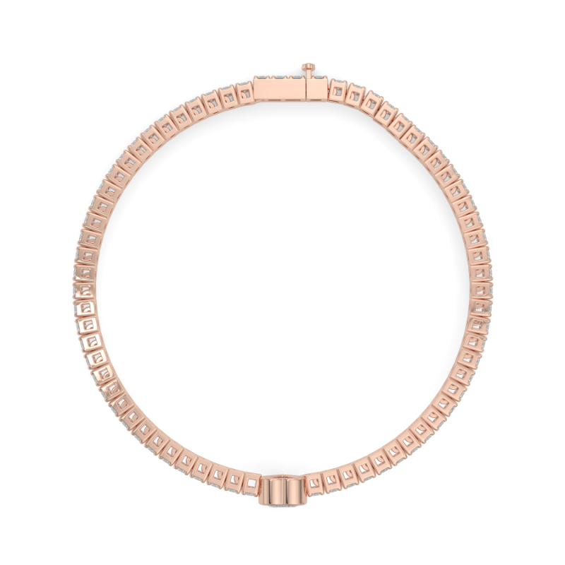 0.3 carat Lab Grown Single Heart, Tennis Bracelets Bezel Set/Claw In 14K Rose Gold
