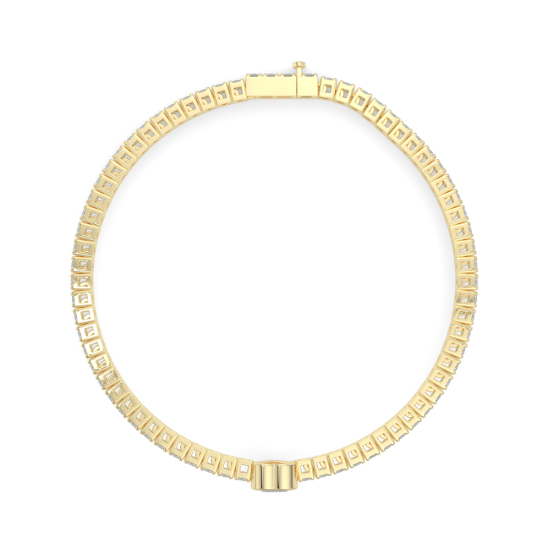 0.3 carat Lab Grown Single Heart, Tennis Bracelets Bezel Set/Claw In 18K Yellow Gold