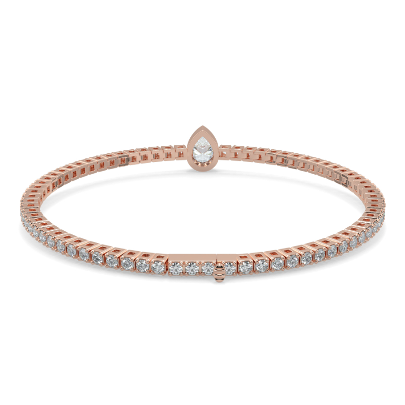 0.3 carat Lab Grown Single Pear, Tennis Bracelets Bezel Set/Claw In 14K Rose Gold